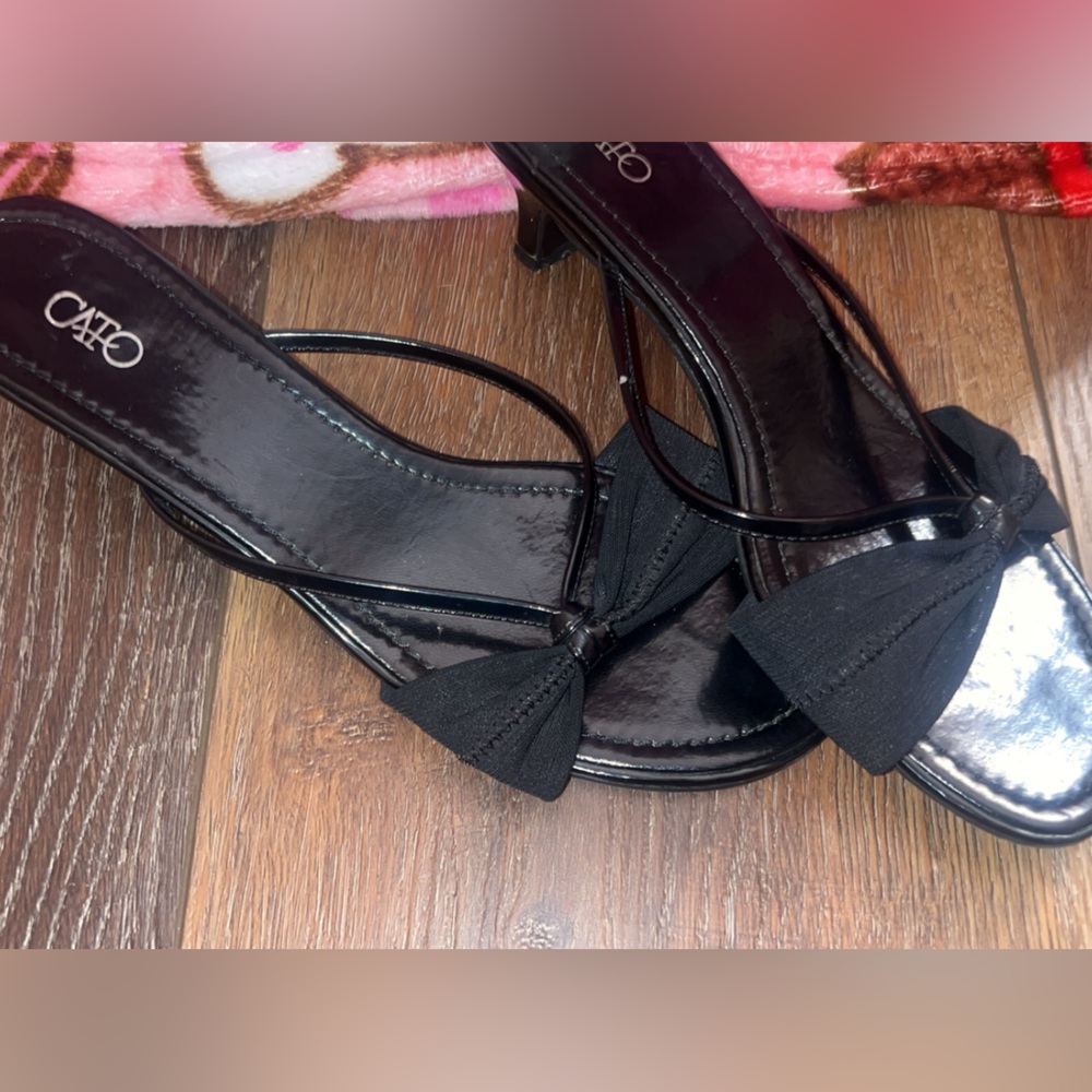 Cato Black Heels with Strappy Design With Bow
